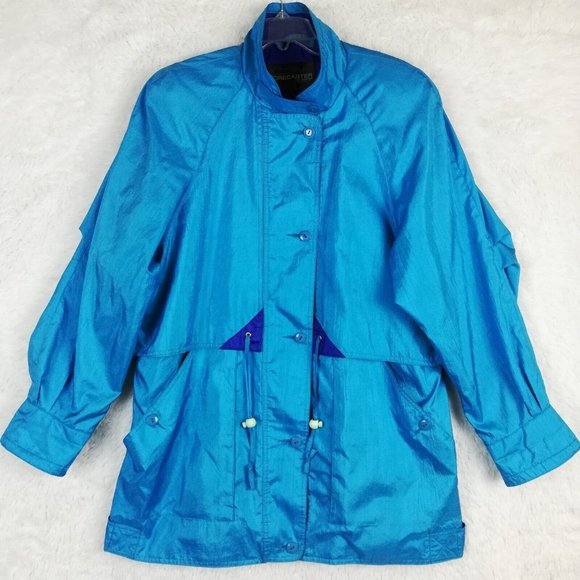 Forecaster Of Boston Womens Jacket Windbreaker Blue Lightweight Long‎ Full Zip L - Picture 1 of 12